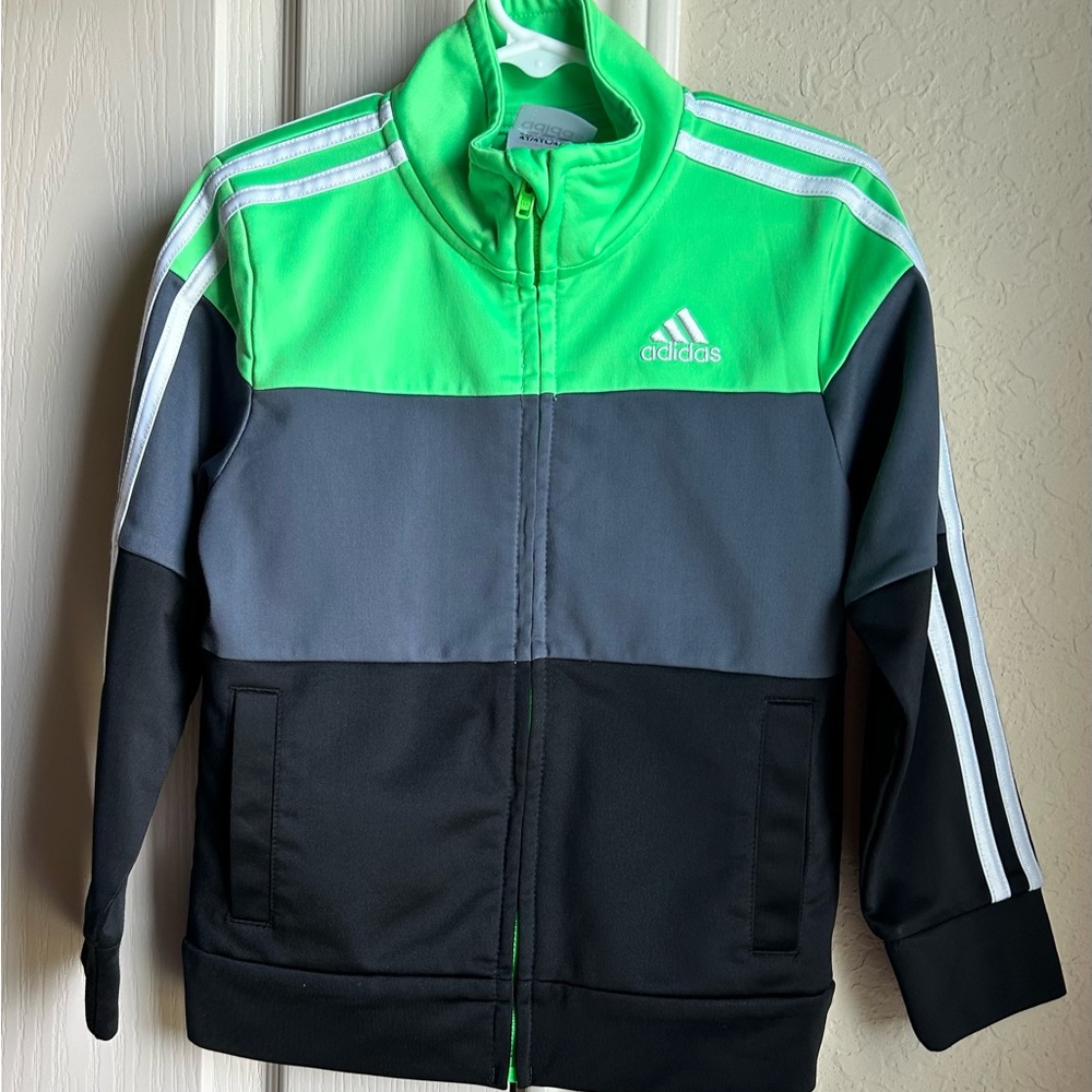 Adidas Neon Green and Black Colorblock Jacket